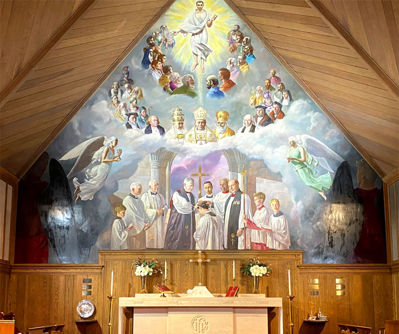 The mural behind the altar at The Church of the Holy Comforter.